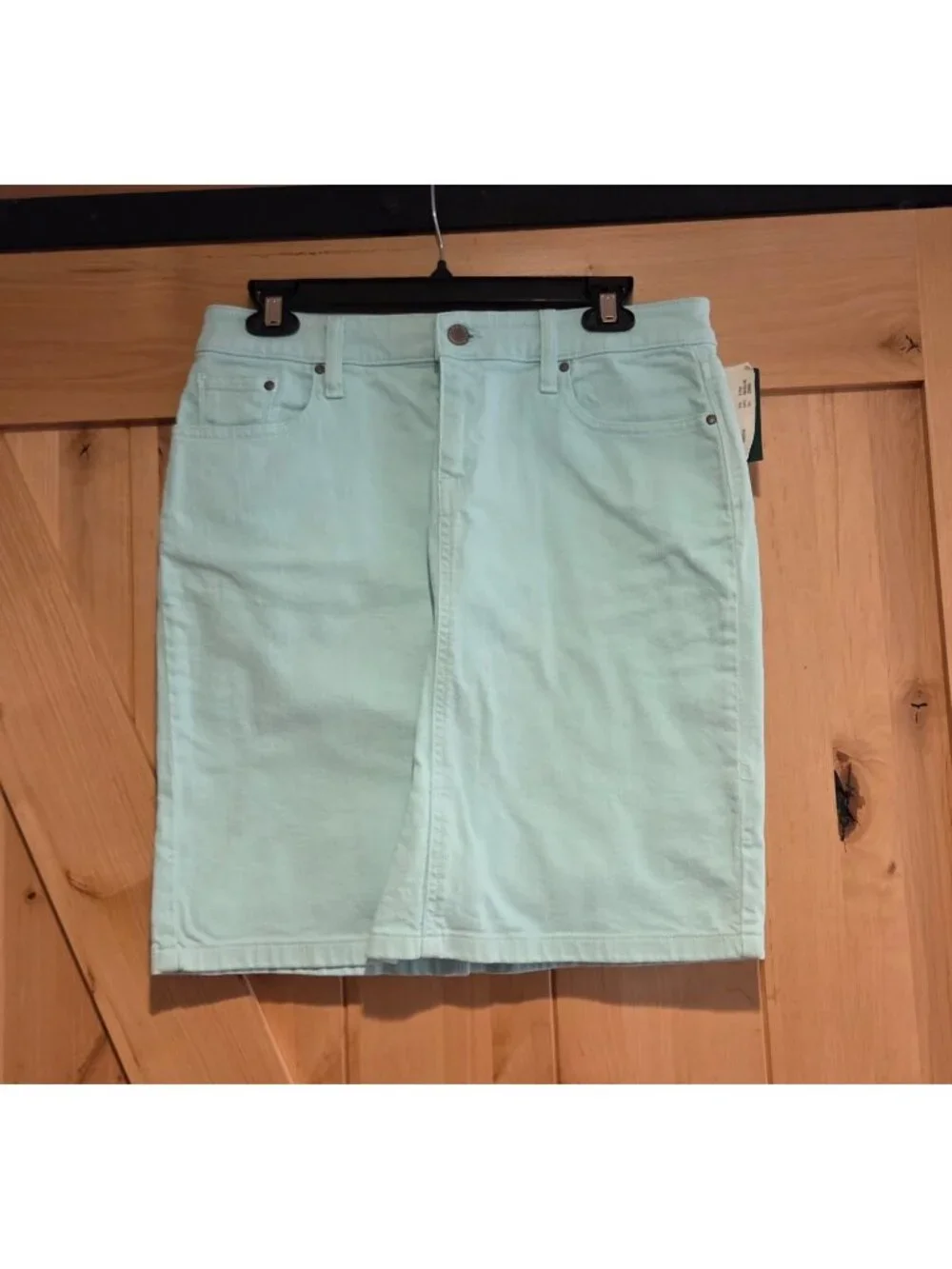 New! L.L. Bean Favorite Fit Jean Skirt Size 6 Petite Aqua Beach Glass Stretch